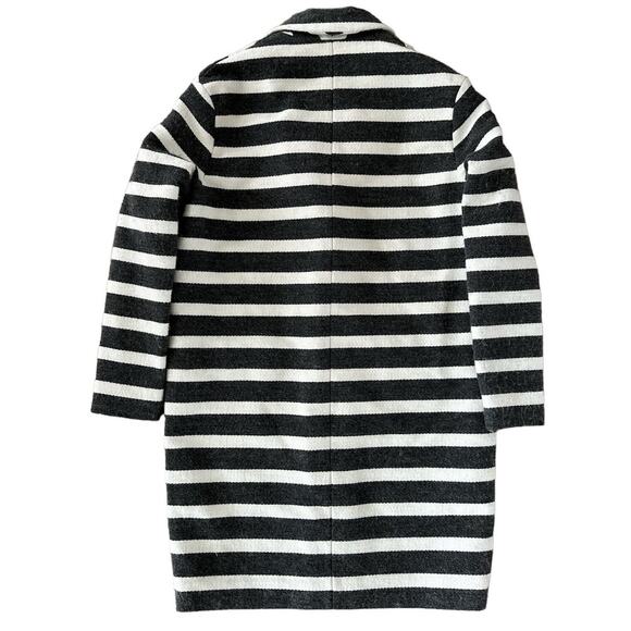 Maje Goelette Charcoal & Off White Striped Woven Coat size small - Picture 5 of 16